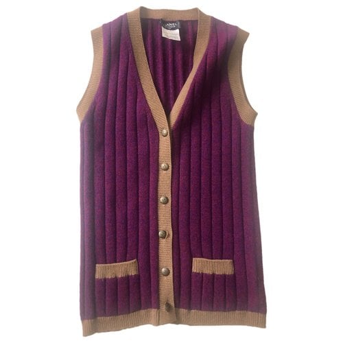 Pre-owned Chanel Cashmere Cardi Coat In Purple