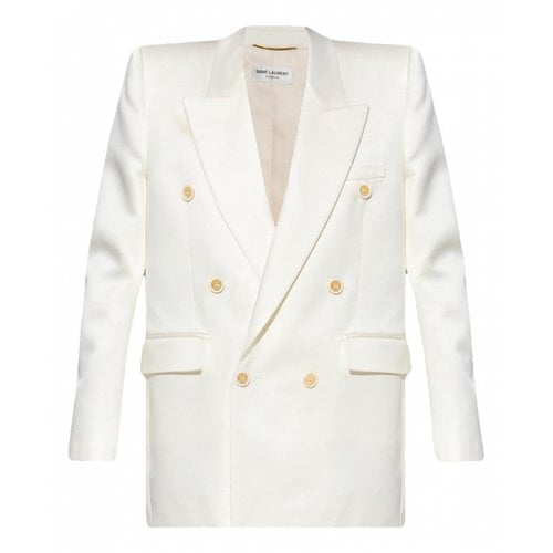 Pre-owned Saint Laurent Silk Blazer In White