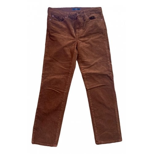 Pre-owned 7 For All Mankind Straight Pants In Brown