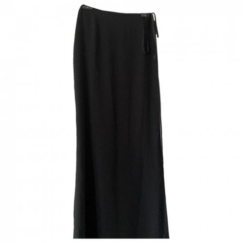 Pre-owned Mugler Silk Maxi Skirt In Black