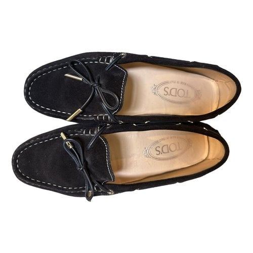 Pre-owned Tod's Gommino Leather Flats In Navy