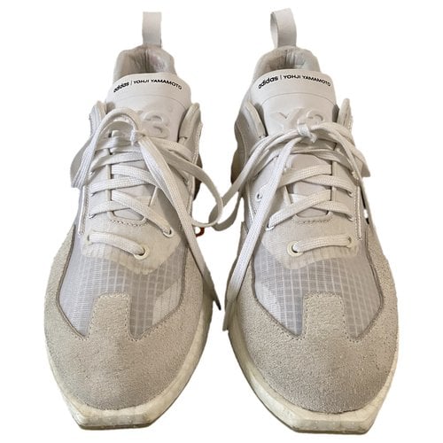 Pre-owned Y-3 Leather Trainers In Grey