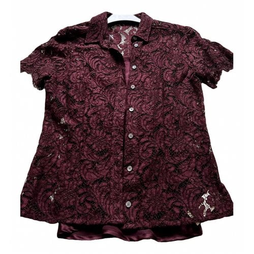 Pre-owned Burberry Lace Blouse In Burgundy