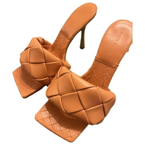 Pre-owned Bottega Veneta Leather Mules & Clogs In Orange
