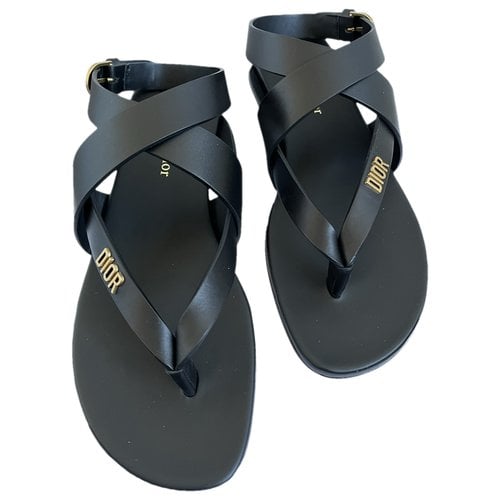 Pre-owned Dior Up Leather Sandals In Black