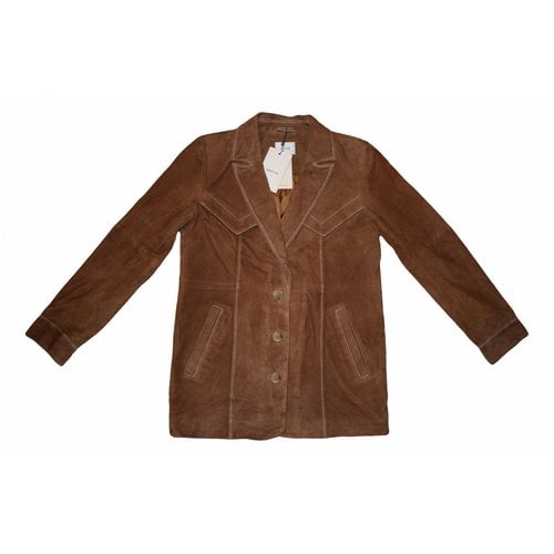 Pre-owned Gestuz Leather Jacket In Brown