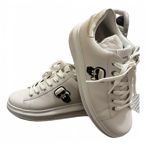 Pre-owned Karl Lagerfeld Patent Leather Trainers In White