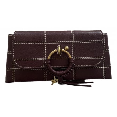 Pre-owned See By Chloé Leather Clutch Bag In Burgundy