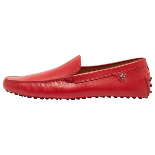 Pre-owned Tod's Leather Flats In Red