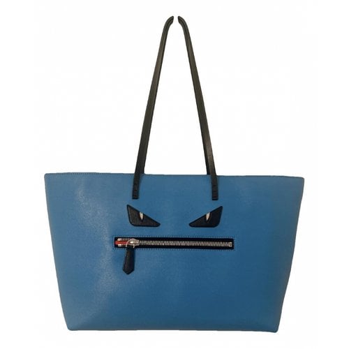Pre-owned Fendi Roll Bag Leather Tote In Blue