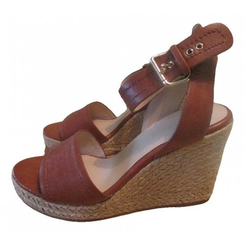 Pre-owned Forever New Leather Sandal In Camel
