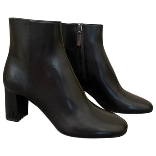 Pre-owned Saint Laurent Lou Leather Ankle Boots In Black
