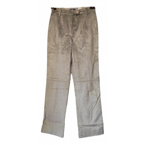 Pre-owned Byblos Velvet Straight Pants In Silver