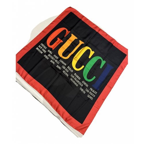 Pre-owned Gucci Silk Scarf In Black