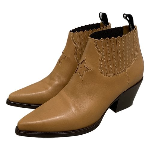Pre-owned Dior Leather Ankle Boots In Brown