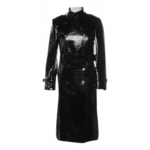 Pre-owned Saint Laurent Leather Trench Coat In Black