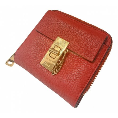 Pre-owned Chloé Drew Leather Wallet In Red