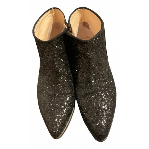 Pre-owned Anna Baiguera Glitter Boots In Black