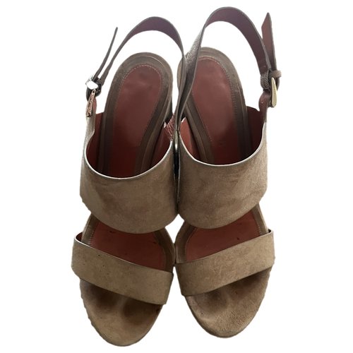 Pre-owned Santoni Leather Sandals In Beige