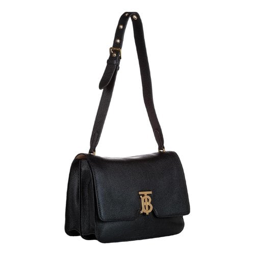 Pre-owned Burberry Tb Bag Leather Handbag In Black