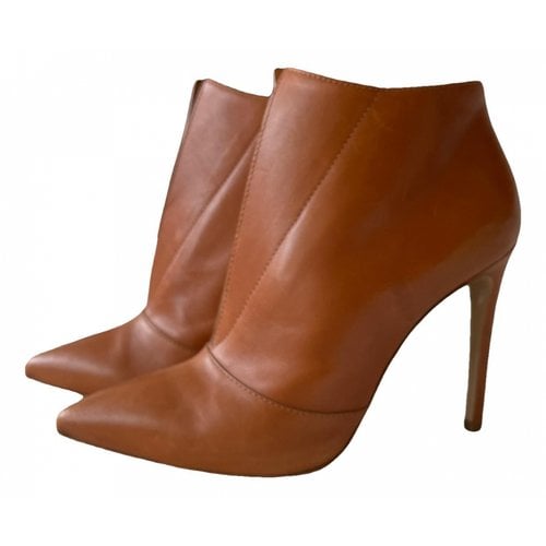 Pre-owned Longchamp Leather Ankle Boots In Brown