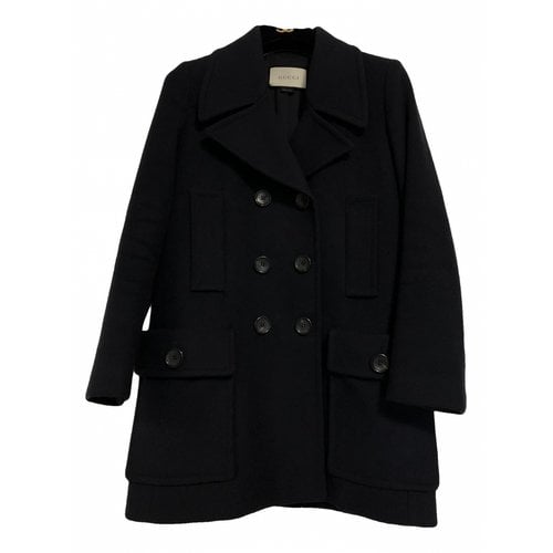 Pre-owned Gucci Wool Peacoat In Navy