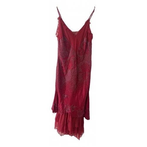 Pre-owned Roberto Cavalli Silk Mid-length Dress In Red