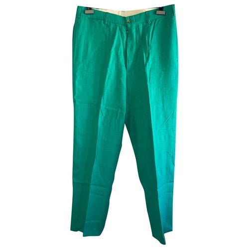 Pre-owned Polo Ralph Lauren Linen Trousers In Green