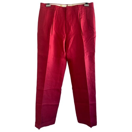 Pre-owned Polo Ralph Lauren Linen Trousers In Red