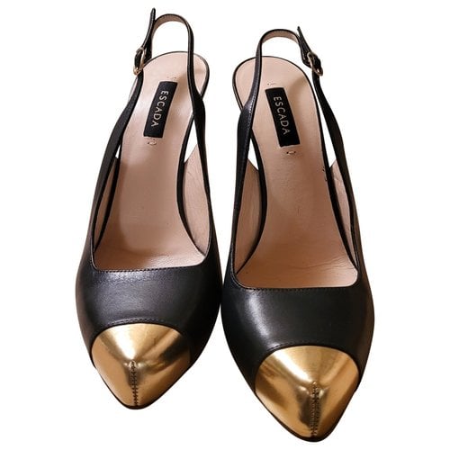 Pre-owned Escada Leather Heels In Navy
