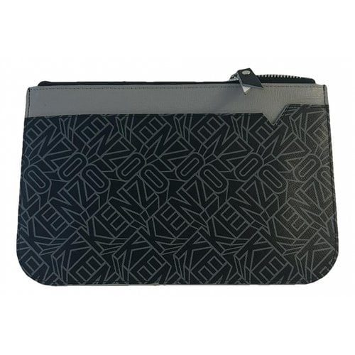 Pre-owned Kenzo Leather Clutch Bag In Black