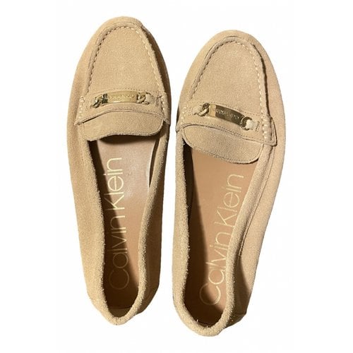 Pre-owned Calvin Klein Leather Flats In Beige