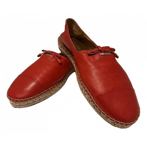 Pre-owned Prada Leather Espadrilles In Red