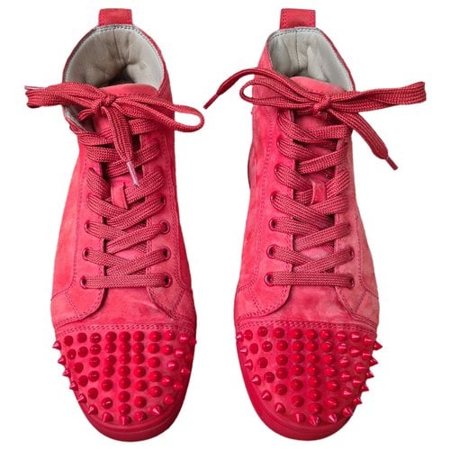 Pre-owned Christian Louboutin Louis High Trainers In Orange