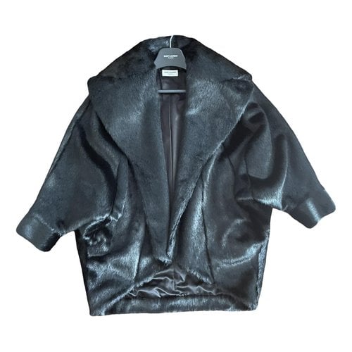 Pre-owned Saint Laurent Faux Fur Coat In Black