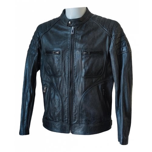 Pre-owned Belstaff Leather Jacket In Grey