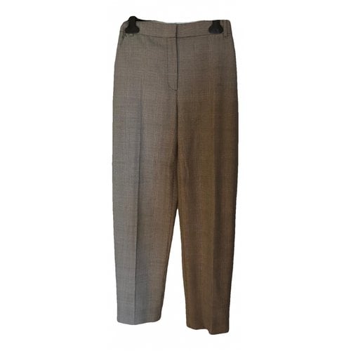 Pre-owned Ferragamo Wool Straight Pants In Grey