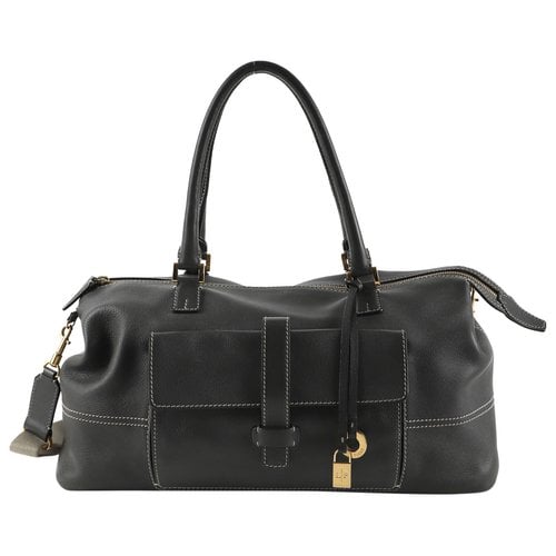 Pre-owned Loro Piana Bellevue Leather Handbag In Grey