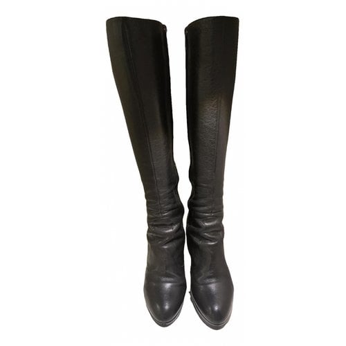 Pre-owned Sergio Rossi Leather Boots In Black