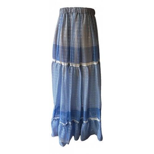 Pre-owned Stella Mccartney Silk Maxi Skirt In Turquoise