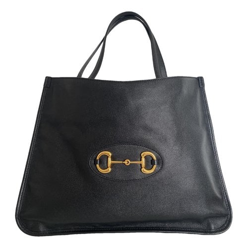 Pre-owned Gucci Horsebit 1955 Leather Tote In Black
