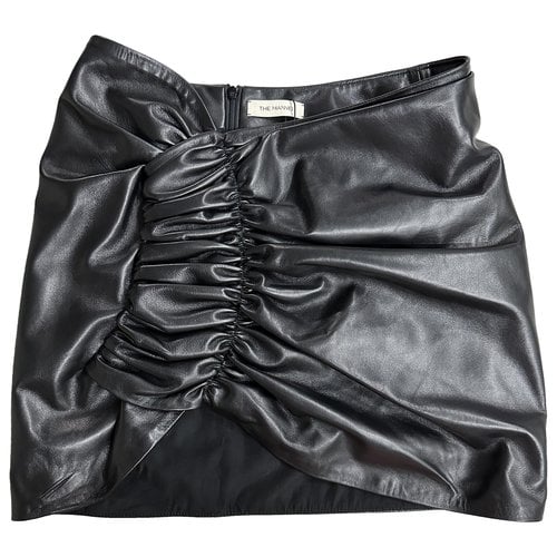 Pre-owned The Mannei Leather Mini Skirt In Black