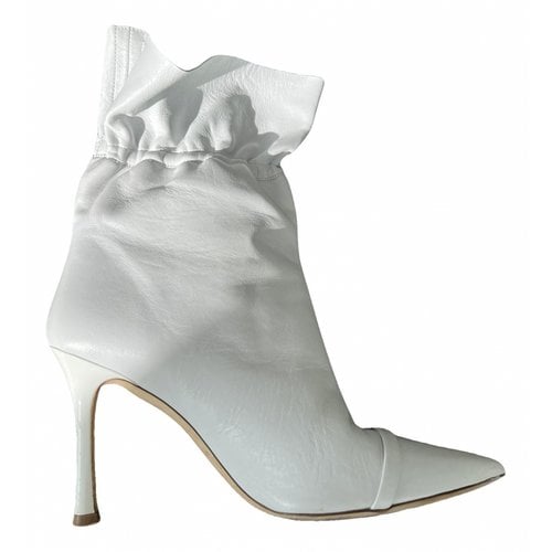 Pre-owned Malone Souliers Leather Ankle Boots In White