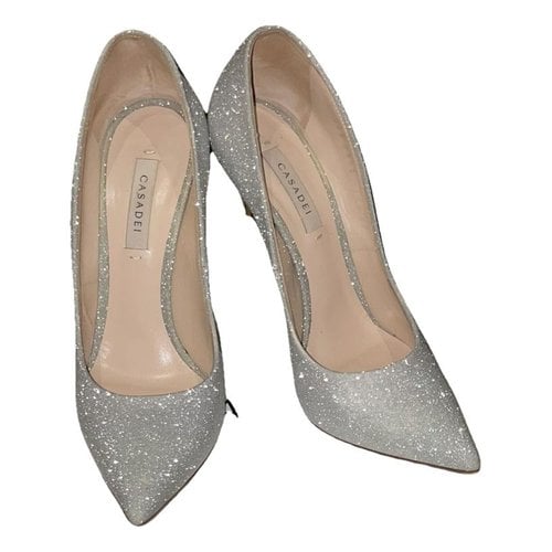 Pre-owned Casadei Glitter Heels In Silver