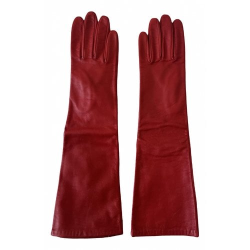Pre-owned Ann Taylor Leather Gloves In Red