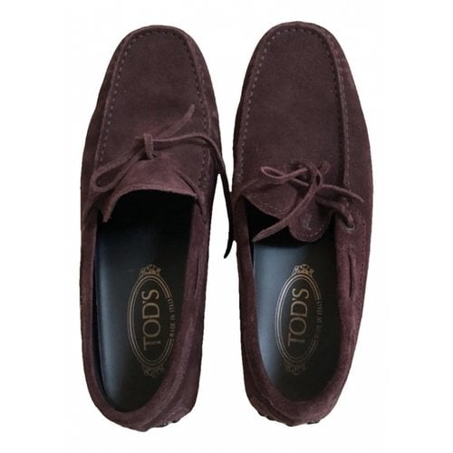 Pre-owned Tod's Flats In Burgundy