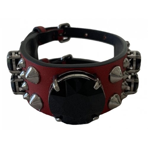 Pre-owned Miu Miu Leather Bracelet In Red