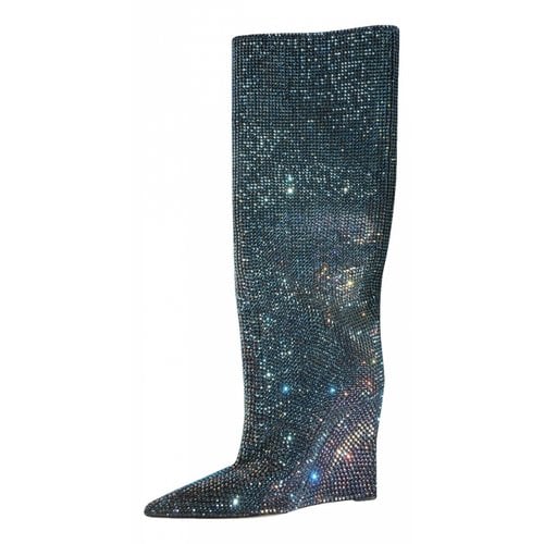 Pre-owned Jimmy Choo Glitter Boots In Blue