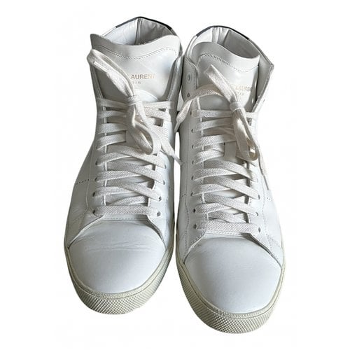 Pre-owned Saint Laurent Sl/01 Leather Trainers In White