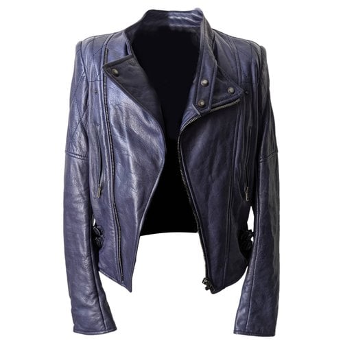 Pre-owned Joseph Leather Jacket In Purple